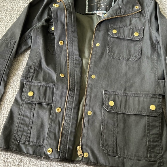 Resin-coated twill field jacket anorak olive green - Picture 5 of 10